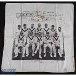 Cricket - Lancashire County Cricket Club. Season 1931. Printed souvenir Cloth with photograph of the