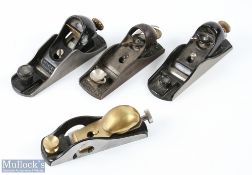 2x Stanley Block Planes - No. 9 1/2, 220a, both made in England plus 2 Stanley style block planes