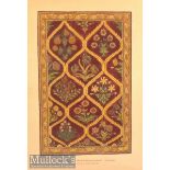 India - Lahore Woollen Carpet Print circa 19th century measures 10 x 14" approx