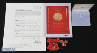 Elizabeth II OBE Medals and Certificate awarded to Dora Elizabeth Thomas for Shell Oil Company