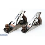 2x Stanley Bailey Plane Woodwork Tool No.3 +4 1/2, both are corrugated bases and made in England F-G