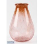 1930s Monart Studio Glass Vase possibly shape code IC, in translucent tonal pale pink and brown