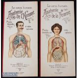 Edwardian French printed anatomical books (2) titled 'Le Corps Humain Anatomie de la Femme and de