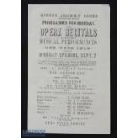 Island Of Jersey 1863 - 4 page Opera and Concert Programme for a musical recital at Queens