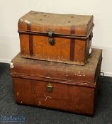 2x Metal Travel Storage Trunks - with a collection of paper ephemera books inside to include