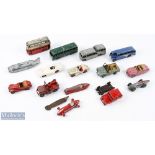 Dinky Meccano Diecast Buses Race Cars Jeep, a play worn collection to include 4 buses -missing