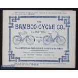The Bamboo Cycle Co Ltd 1897 - an early 4 page Brochure illustrating two of their unusual Bamboo