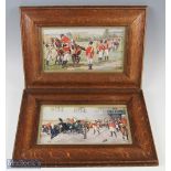 Pair of Humorous Military Prints by Harry Payne, framed in heavy oak frames 44cm x 30cm (2)