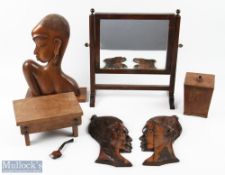 Treen Collectables - a good-looking African tourist piece - shoulder and head carved figure, a