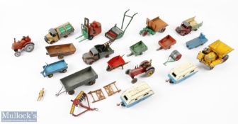 Dinky Meccano Diecast Farm Toy Cars, a play worn collection with damage, undamaged items of 2x 190