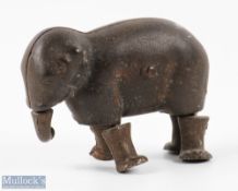 1873 Patent Ives Manufacturing Company USA Cast Iron Walking Elephant 6cm tall, in good condition.
