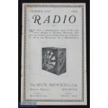 Bristol, Early Radio Catalogue; "The Metal Agencies Co", Queen Square 1930. An interesting 20 page