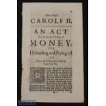 Disbanding the Armed Forces 1660 - An extremely rate Act of Parliament of King Charles II, one of