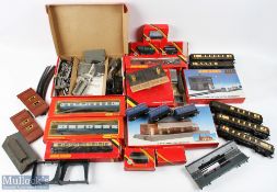 OO Gauge Hornby and Triang Model Train selection - features Rolling Stock, Track, Buildings a box to