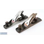 2x Stanley Bailey Woodworking Tools Planes a No.5 with corrugated base with plastic handle +