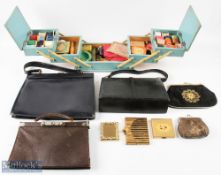 c1930-1950 Vanity and Millenary Collection to include a 1930 wooden concertina sewing box, full of