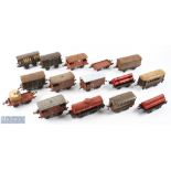 Hornby O Gauge Clockwork Train Rolling Stock Wagons, Coaches, Brake Vans, a mixed lot in used
