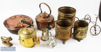 Brass & Copper Collectibles a mixed box of assorted metalware, the majority is copper or brass