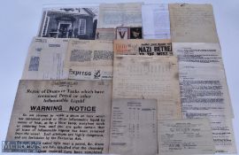 WWII miscellaneous group of documents including: a of 'score sheets' for RAF bombing raids dated