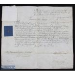 Naval - HMS Victory partially printed document with ms insertions on a single leaf of vellum being a