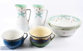 2x Royal Doulton large wash bowls and 2x matching jugs - plus 2 Chamber pots made by Royal Doulton