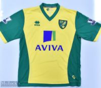 Norwich City 2013/14 V. Wolfswinkel No 9 match issue home football shirt Premier League badges to