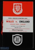 1961 VIP issue Wales v England match programme at Ninian Park 14 October 1961; has red ribbon to