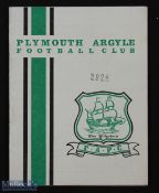 1965 Football League Cup semi-final Plymouth Argyle v Leicester City match programme 10 February