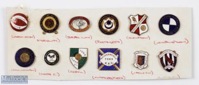 12x Period Enamel English League Football badges, to include Workington, Torquay, Bradford City,