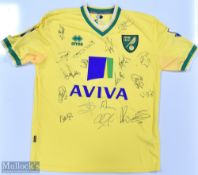 Norwich City 2011/12 (Multi-Signed) Morrison No 5 match issue home football shirt autographed by the
