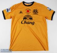 Everton player Conor McAleny match issue shirt “Everton Remembers” 2011/2012 away amber shirt no.