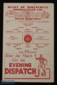 1949/50 Hearts v Third Lanark match programme 14 January 1950 at Tynecastle; good. (1)