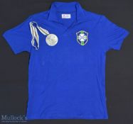 Brazil National Replica Football Shirt made by Ceppo, short sleeve, no size label, armpit to