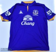 Everton 2011/12 Saha No 8 match issue home football shirt Premier League badges to sleeves, Le
