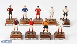 9 Metal Football Figures FA Cup winners Figures 1875-1892, #10cm tall cold painted on a wooden