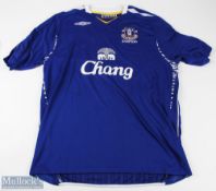 Everton player Joseph Yobo match issue shirt 2007/2008 home blue shirt no. 4 (with marker pen