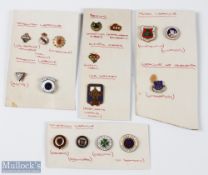 16x Period enamel Football and other sport badges, to include Scottish league, Hearts, Rangers,