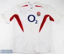 c2003/2004 Mark Regan MBE England rugby union shirt no. 16, size XXL, with signature and dedication,