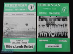 1956/57 Hibernian v Leeds Utd home programme 18 March 1957 (friendly); 1967/68 Hibernian v Leeds Utd