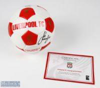 Official issued Liverpool FC football autographed by Jamie Carragher, club issued with a Certificate
