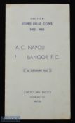 1962/63 AC Napoli v Bangor City European Cup Winners Cup match programme 26 September 1962, 4 page