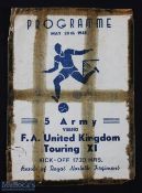 War time 1945; FA United Kingdom Touring XI (Swift, Busby, Mercer, Lawton etc) v 5th Army, single