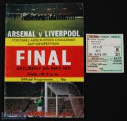 1971 FA Cup final match programme Arsenal v Liverpool at Wembley (the Gunners double season); also