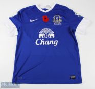 Everton player Magaye Gueye match issue shirt, “poppy issue” 2012/2013 home blue shirt no. 19,