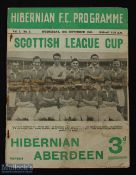 50/51 Hibernian v Aberdeen Scottish League Cup programme 20 September 1950; tears, re-stapled,