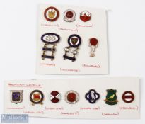 12x Period Enamel English League Football badges, to include Shrewsbury Town, Oxford United,