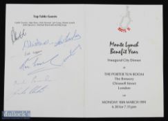 Benefit of Proceeds to the Lord's Taverners Charity - Monte Lynch Benefit Year Signed Cricket Dinner