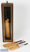 4 Miniature Cricket Bats England and Australia, one is an England signed 1968 bat with noted