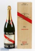 G H MUMM Champagne Signed Dame Ellen MacArthur English Sailor presented in a light wood box size -