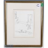 Simon Bond Cricket Cartoon Art, original art "Miss Lemon, I'm your boss, this is my company and